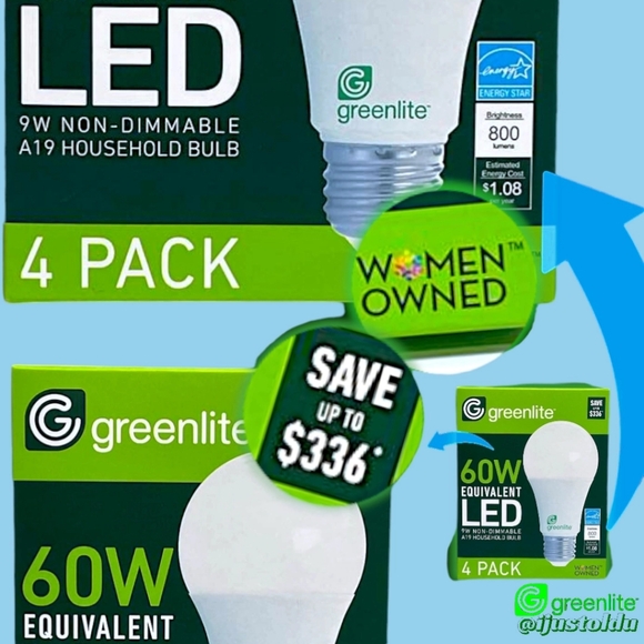 Greenlite 4pack of 9W A19 60W Equivalent LED Bright White Household Bulbs - Picture 5 of 16